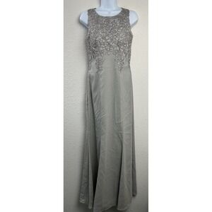 Womens Sz 4 Formal Gown by Alex Evenings Gray Dress Embellished Beaded HOCO Prom